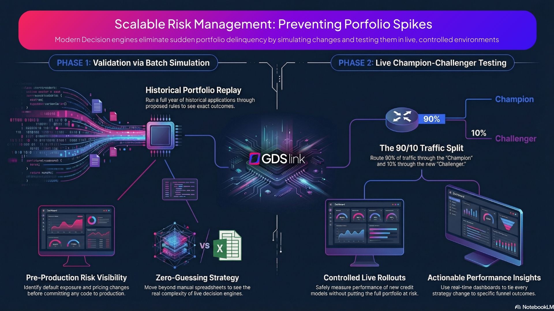 Avoid costly credit mistakes. Use Champion-Challenger testing to validate strategy changes, protect portfolio health, and scale approvals safely.